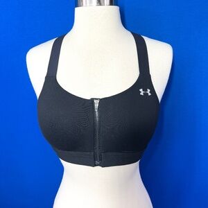 |•UNDER ARMOUR•| Black Zip Front Sports Bra Size 32B
